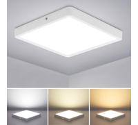 24W Plafonnier LED Detecteur de Mouvement Interieur, 30cm Lampes avec Radar Detecteur, Crepusculaire Capteur, 230V Luminaire Automatique avec Chaude, Nature et Froid, Cave Porte D'entree Salle Cuisine