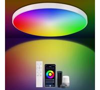 24W Plafonnier LED Dimmable,RGBCCT Lampe de Plafond avec Télécommande | Contrôle APP/Alexa/Google Home,Musique Sync,Veilleuse,Luminaire Plafonnier pour Chambre,Salon,Salle de Bain,Cuisine,Ø30CM