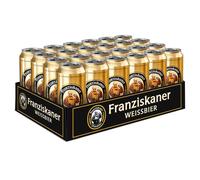 24X 0,5L Canettes Franziskaner Hefe Weissbier Hell Naturtrüb 5 % Vol.- EINWEG