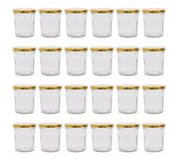 24x 250ml Pots de Confiture en Verre avec Couvercles Dorés Chutney Saumure