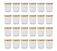 24x 250ml Pots de Confiture en Verre avec Couvercles Dorés Préserver Stockage