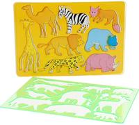 24x animaux pochoirs à peindre set de 2 en plastique dessin art enfants safari lion mix
