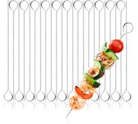 24x Brochettes en acier inoxydable - Brochettes à viande de 24 cm de long - Brochettes pour barbecue pour viande, poisson et légumes (24 pièces - 24cm)