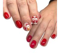 24x Christmas Faux Nails Santa Artificiel Couvre Complets Complets Stick On Winter Press On For Women