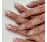 24x Courts Ronds Presse Sur Ongles Simple Acrylique Faux Scintillant Fleurs Artificielles Coller Pour La Fête