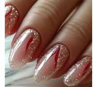 24x D'automne D'automne Pressoir Sur Des Clous En Forme D'amande Complexe Couvertures Fausses Ongles Stick Scintillant Sur Les Clous Ongles Acryliques Étincelants