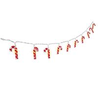 24x Goobay 58117 Guirlande lumineuse à 10 LED ''Sucre d'orge'', rouge-transparente, 0.3 m - avec fonction minuterie, blanc chaud (3000 K), fonctionne sur piles