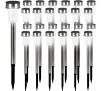 24x Lampe solaire LED Éclairage Extérieur Jardin Lumière Rechargeable Inox