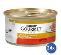 24X Lot Aliment Pour Chat Gourmet Gold Boîtes Mousse 85 Grams Bœuf