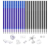 24x Mines de Rechange Effaçables,Bleu et Noir,Compatible Avec Legami, Pointe 0,7 mm, Hauteur 13 cm,Encre gel thermosensible (Bleu + Noir)