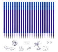 24x Mines de Rechange Effaçables,Compatible Avec Legami, Pointe 0,7 mm, Hauteur 13 cm,Encre gel thermosensible,Adapté à l'école et à la vie quotidienne (Bleu-24)