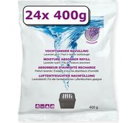 24x recharge déshumidificateur - 400 grammes - parfum lavande - granulés en sachet non tissé - recharge absorbeur d'humidité