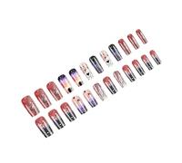 24x Starry Skies Nails Artificiels Longs Complexe Couverts Faux Ongles Stick Scintillant Sur Le Cœur Pressant