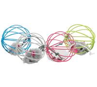 24x Trixie souris dans une balle en grillage, peluche ø 6 cm