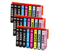 24XL Cartouches d'encre Compatible avec Epson 24XL 24 Cartouches d'encre Multipack pour Epson Expression Photo XP-850 XP-750 XP-950 XP-55 XP-860 XP-760 XP-960 (9BK/3C/3M/3Y/3Clair Cyan/3Clair M)