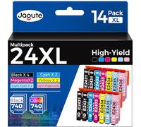 24XL Remplacer pour Epson 24 XL Cartouches d'encre Compatible pour Epson Expression Photo XP-850 XP-750 XP-950 XP-55 XP-860 XP-760 XP-960 (14 Pack, 4Noir/2Cyan/2Magenta/2Jaune/2C Clair/2M Clair)