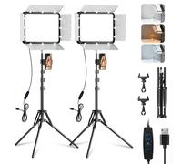 25*20cm Lumiere Photo avec Pare-Soleil Magnétique, EMART 2Pack Panneau LED | d'Éclairage Vidéo 15 W Intensité Réglable(2800K-7000K) Lampe Vidéo pour Streaming en Direct, Youtube et Vlog