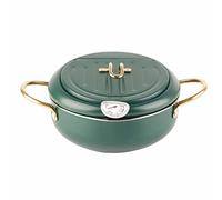 25×22×11cm Friteuse Tempura Japonais, Tempura Japonaise Friteuse en Acier Inoxydable avec Thermomètre, Couvercle et Égouttoir à Huile pour Frites Crevettes Ailes de Poulet