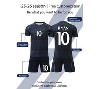25-26 ans 2 pièces/set Tenue de football pour garçons avec imprimé intégral brûlé, personnalisation du nom et du numéro/maillot best-seller du club, imprimé n°10 style joueur de sport, ensemble manche