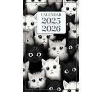 25 26 pocket calendar 2025 2026 for purse: 25-26 monthly pocket planner | Cats Seamless Small Size Soft Cover - 4 x 6.5 Inch