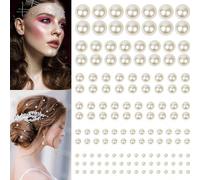 25/36/160/162/450/991/1982 pièces Autocollants de perles, Pierres de visage en perles à coller, Perles adhésives, Demi-perles autocollantes pour cheveux, nail art, maquillage, décoration, vêtements et