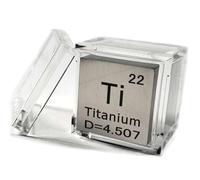 25,4 mm (1 pouce) Cube en métal titane Ti jusqu'à 99,9 % de pureté Tableau périodique Élément gravé Densité Collection Science Éducation Display Block Cube + étui en acrylique - 1 pièce