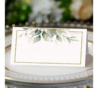 25/50 pièces Carte de position élégante de feuilles d'eucalyptus, carte de nom d'eucalyptus blanc, carte de lieu de festival, confirmation de communication, décoration de table de baptême, carte de si