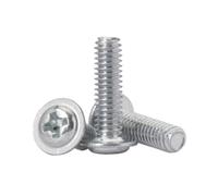 25-500 pièces M2-M6 acier au carbone zingué blanc empreinte cruciforme tête ronde à embase vis à machine, M6x12x12mm(50 pièces)