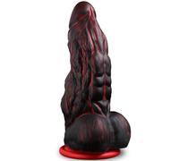 25 × 8,2 cm Gode XXL Réaliste Large avec 2 Nœuds et Bosses, Enorme Monster Dildo Plug Anal avec Ventouse, Sextoyse Gros Diametre Fantaisies Silicone pour Homme Gay Femme BDSM, Noir Rouge
