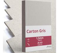 25 A3 Carton Gris 1,5mm d'épaisseur - format 42x29,7cm - Pour reliure A3 de 925 g/m2 - Carton pressé, recyclé, rigide compact - Cartonnette scrapbooking