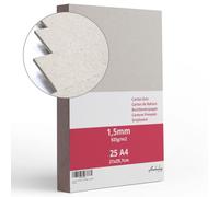 25 A4 Carton Gris 1,5mm d'épaisseur - format 21x29,7cm - Pour reliure A4 de 925 g/m2 - Carton pressé, recyclé, rigide compact - Scrapbooking