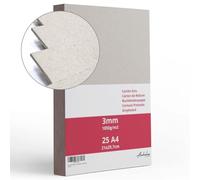 25 A4 Carton Gris 3mm d'épaisseur - format 21x29,7cm - Cartons pour reliure A4 de 1850 g/m2 - Carton pressé recyclé rigide compact - Scrapbooking
