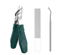 25° Angled Edge Nail Clippers for Thick Toenails, Anti-Splash Stainless Steel Set of 3 with Non-Slip Handle, Ergonomic Bevelled Design for Women, Men, Elderly, Professional Salon Use, Includes File &