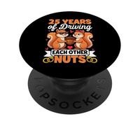 25 Ans à se Rendre Fous. 25e Mariage d'argent PopSockets PopGrip Adhésif