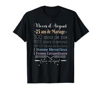 25 ans de mariage | anniversaire de mariage - noces d'argent T-Shirt