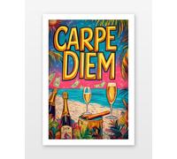 25 Artstreet Carpe Diem graffiti plage Poster | Impression d'art | Papier mat 180 g avec bord blanc | Décoration murale salon et chambre | 30 x 40 cm