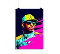 25 Artstreet Lewis Hamilton Poster Formule 1, Légende de Lewis Hamilton, Symbole de course, Décor mural de sport, Héros de sport automobile, Portrait de Hamilton, Parfait à encadrer (taille 50 x 70)