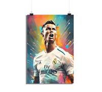 25 Artstreet Poster Cristiano Ronaldo - Poster du Real Madrid - Icône de football dans une robe royale - Impression de qualité supérieure - Idéal à encadrer - Décoration murale (dimensions : 50 x 70