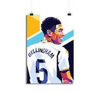 25 Artstreet Poster Jude Bellingham - Star de football en herbe - Poster Real Madrid - Sensation de football - Portrait de Bellingham - Enfant prodige de football - Parfait à encadrer (dimensions : 50
