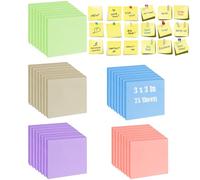 25 Bloc Sticky Notes Adhésives 76x76 mm,1875 Feuillets, 5 Couleurs Notes Autocollants avec papier inscriptible de qualité supérieure, pour ordinateur portable, bureau, école et maison,75 feuilles/bloc