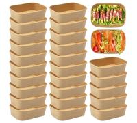 25 boîtes à emporter réutilisables barquette carton, imperméables et oléofuges boite a salade en papier kraft 500 ml sans couvercle, adaptées aux plats à emporter, emballage alimentaire et aux pique