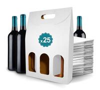 25 Boîtes en Carton Blanc Vides pour 3 Bouteilles de Vin 27x9x40cm | Emballage pour Bouteille de Vin pour Cadeaux de Noël, Pâques, Anniversaire, pour les Caves à Vin
