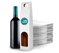 25 Boîtes en Carton Blanc Vides pour Bouteille de Vin 8,5x8,5x39cm | Emballage pour Bouteille de Vin pour Cadeaux de Noël, Pâques, Anniversaire, pour les Caves à Vin