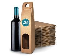 25 Boîtes en Carton Marron Vides pour Bouteille de Vin 8,5x8,5x39cm | Emballage pour Bouteille de Vin pour Cadeaux de Noël, Pâques, Anniversaire, pour les Caves à Vin
