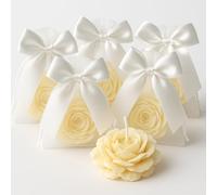 25 Bougies Petites Fleurs crème en Cire de Colza + 25 Pochettes Organza| Cadeaux Invités Mariage, Baptême, Naissance | Souvenirs et Décoration Événementielle (fleur crème)