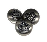 25 boutons plaqués or et argent avec couronne gravée - 15 mm, 20 mm et 23 mm - Fabriqués et expédiés d'Espagne - (Plaqué argent, 18 mm)