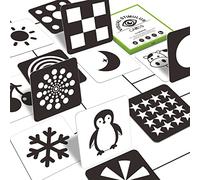 25 Cartes Flash de Stimulation Visuelle pour Bébé, 50 Pages de Photos Noir et Blanc, Développement Sensoriel pour Nouveau-né 0-3 Mois (14 X 14 cm)