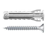 Fischer Cheville nylon à expansion SX Plus 5x25 avec collerette et vis, tous matériaux – Blister 25
