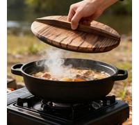 25 cm Marmite en fonte robuste avec couvercle - Grande cocotte ronde, distribution de chaleur uniforme pour les plaques à induction/céramique/extérieures, compatible avec tous les types de cuisinière,