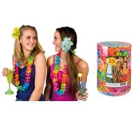 Boland - Colliers Hawaii en set, 25 pièces, colliers de fleurs, été, plage, garden party, accessoire, accessoire, beach party, fête à thème, carnaval